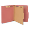 Universal Four-Section Pressboard Classification Folders, 1 Divider, Letter Size, Red, 10/Box