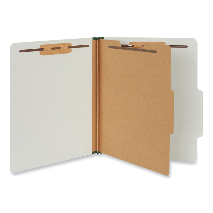 Universal Four-Section Pressboard Classification Folders, 1 Divider, Letter Size, Gray, 10/Box