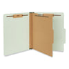 Universal Four-Section Pressboard Classification Folders, 1 Divider, Letter Size, Gray-Green, 10/Box