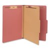 Universal Four-Section Pressboard Classification Folders, 1 Divider, Legal Size, Red, 10/Box