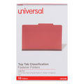 Universal Four-Section Pressboard Classification Folders, 1 Divider, Legal Size, Red, 10/Box