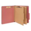 Universal Six--Section Pressboard Classification Folders, 2 Dividers, Letter Size, Red, 10/Box