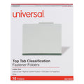 Universal Six--Section Pressboard Classification Folders, 2 Dividers, Letter Size, Gray, 10/Box