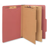 Universal Six--Section Pressboard Classification Folders, 2 Dividers, Legal Size, Red, 10/Box