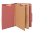 Universal Six--Section Pressboard Classification Folders, 2 Dividers, Legal Size, Red, 10/Box