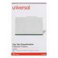 Universal Six--Section Pressboard Classification Folders, 2 Dividers, Legal Size, Gray, 10/Box
