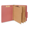 Universal Eight-Section Pressboard Classification Folders, 3 Dividers, Letter Size, Red, 10/Box
