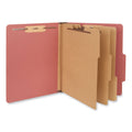 Universal Eight-Section Pressboard Classification Folders, 3 Dividers, Letter Size, Red, 10/Box
