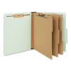 Universal Eight-Section Pressboard Classification Folders, 3 Dividers, Letter Size, Gray-Green, 10/Box