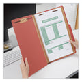 Universal Eight-Section Pressboard Classification Folders, 3 Dividers, LEGAL Size, Red, 10/Box