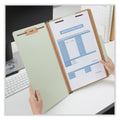 Universal Eight-Section Pressboard Classification Folders, 3 Dividers, Legal Size, Green, 10/Box