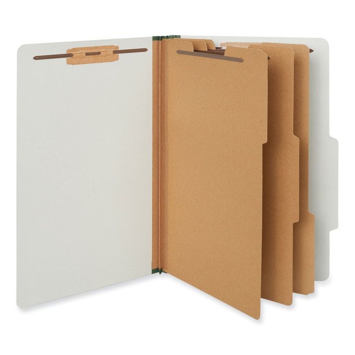 Universal Eight-Section Pressboard Classification Folders, 3 Dividers, Legal Size, Gray, 10/Box