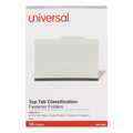 Universal Eight-Section Pressboard Classification Folders, 3 Dividers, Legal Size, Gray, 10/Box
