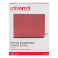 Universal Red Pressboard End Tab Classification Folders, 2 Dividers, Letter Size, Red, 10/Box