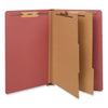 Universal Red Pressboard End Tab Classification Folders, 2 Dividers, Legal Size, Red, 10/Box