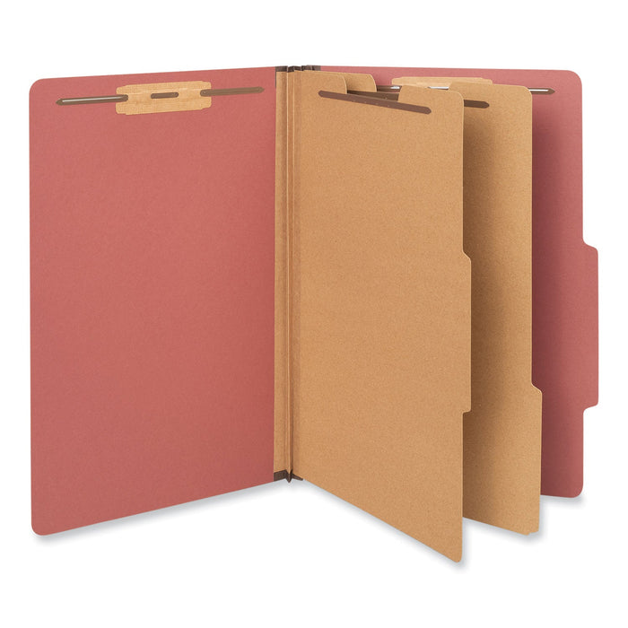 Universal Six-Section Classification Folders, Heavy-Duty Pressboard Cover, 2 Dividers, 2.5" Expansion, Legal Size, Brick Red, 20/Box
