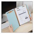 Universal Six-Section Pressboard Classification Folders, 2 Dividers, Letter Size, Light Blue, 20/Box