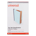 Universal Six-Section Classification Folders, Heavy-Duty Pressboard Cover, 2 Dividers, 2.5" Expansion, Legal Size, Light Blue, 20/Box