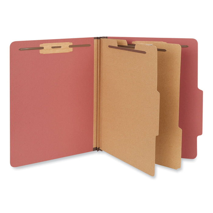Universal Six-Section Classification Folders, Heavy-Duty Pressboard Cover, 2 Dividers, 2.5" Expansion, Letter Size, Brick Red, 20/Box