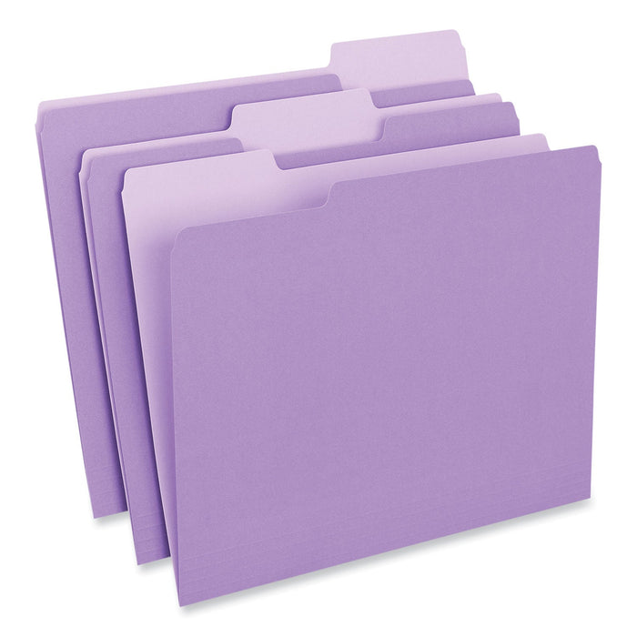 Universal Interior File Folders, 1/3-Cut Tabs: Assorted, Letter Size, 11-pt Stock, Violet, 100/Box