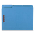 Universal Deluxe Reinforced Top Tab Fastener Folders, 2 Fasteners, Letter Size, Blue Exterior, 50/Box
