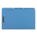 Universal Deluxe Reinforced Top Tab Fastener Folders, 2 Fasteners, Legal Size, Blue Exterior, 50/Box