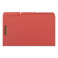 Universal Deluxe Reinforced Top Tab Fastener Folders, 2 Fasteners, Legal Size, Red Exterior, 50/Box
