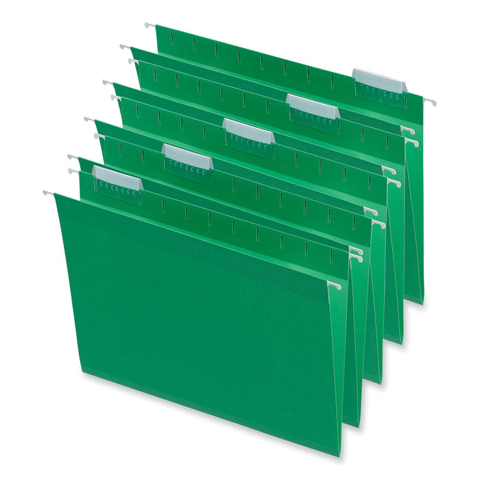 Universal Deluxe Bright Color Hanging File Folders, Letter Size, 1/5-Cut Tabs, Bright Green, 25/Box