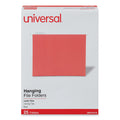 Universal Deluxe Bright Color Hanging File Folders, Letter Size, 1/5-Cut Tabs, Red, 25/Box