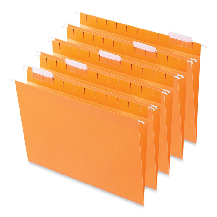 Universal Deluxe Bright Color Hanging File Folders, Letter Size, 1/5-Cut Tabs, Orange, 25/Box