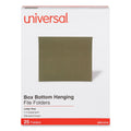 Universal Box Bottom Hanging File Folders, 1" Capacity, Letter Size, 1/5-Cut Tabs, Standard Green, 25/Box