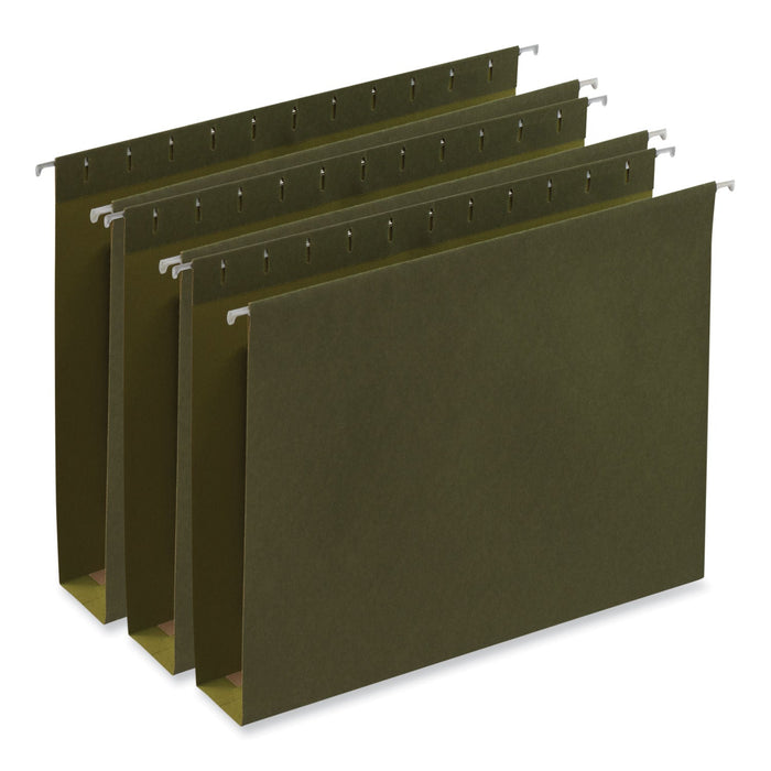 Universal Box Bottom Hanging File Folders, 2" Capacity, Letter Size, 1/5-Cut Tabs, Standard Green, 25/Box