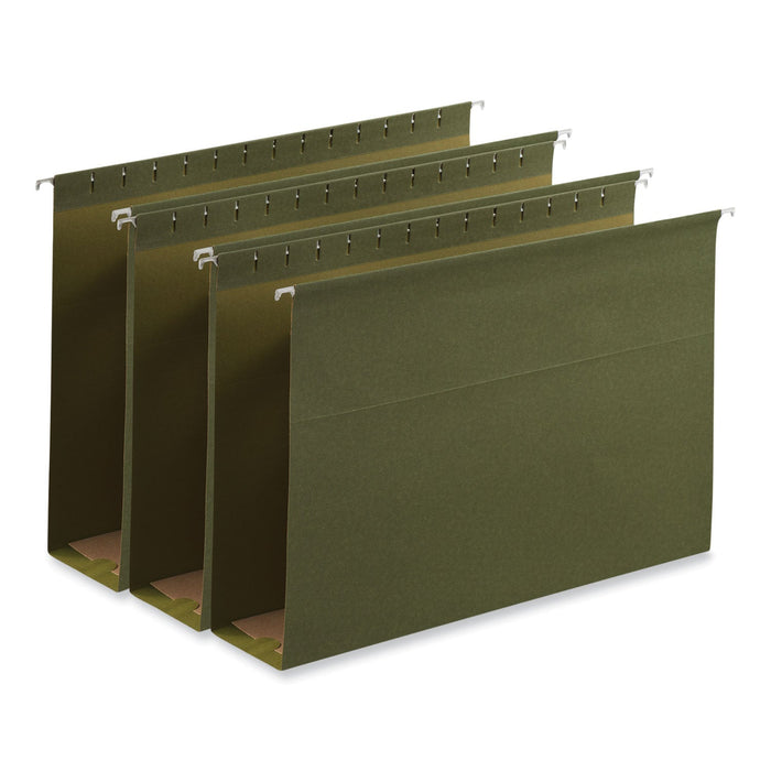 Universal Box Bottom Hanging File Folders, 3" Capacity, Legal Size, 1/5-Cut Tabs, Standard Green, 25/Box