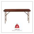Alera Wood Folding Table, Rectangular, 59.88w x 17.75d x 29.13h, Mahogany