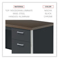 Alera Single Pedestal Steel Desk, 45.25" x 24" x 29.5", Mocha/Black
