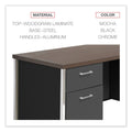 Alera Double Pedestal Steel Credenza, 60w x 24d x 29.5h, Mocha/Black