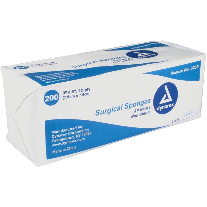 Dynarex Standard Non-Sterile Gauze Sponges, 12 Ply, 3 Inx3 In by Pasteur Pharmacy