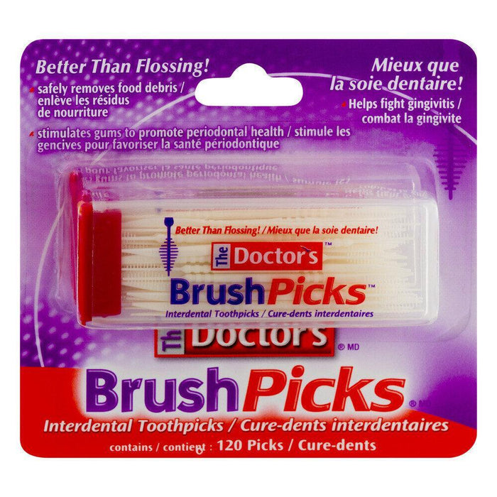 The Doctor's BrushPicks Interdental Toothpicks, 120 Count - Plaque & Food Remover by Pasteur Pharmacy
