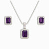 Silver Natural Amethyst Earrings and Necklace Jewelry Sets