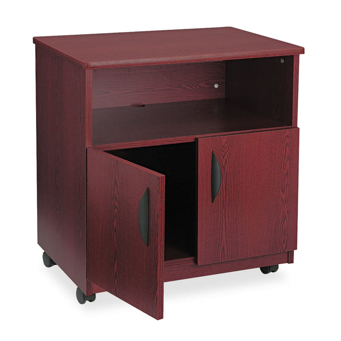 Safco Mobile Machine Stand, Open Compartment, Engineered Wood, 3 Shelves, 200 lb Capacity, 28" x 19.75" x 30.5", Mahogany