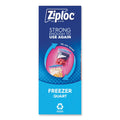 Ziploc Double Zipper Freezer Bags, 1 qt, 2.7 mil, 6.97" x 7.7", Clear, 9/Carton