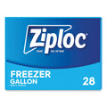 Ziploc Zipper Freezer Bags, 1 gal, 2.7 mil, 9.6" x 12.1", Clear, 28/Box, 9 Boxes/Carton