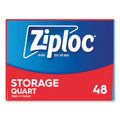 Ziploc Double Zipper Storage Bags, 1 qt, 1.75 mil, 9.63" x 8.5", Clear, 9/Carton