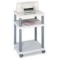 Safco Wave Design Deskside Printer Stand, Plastic, 3 Shelves, 20" x 17.5" x 29.25", White/Charcoal Gray