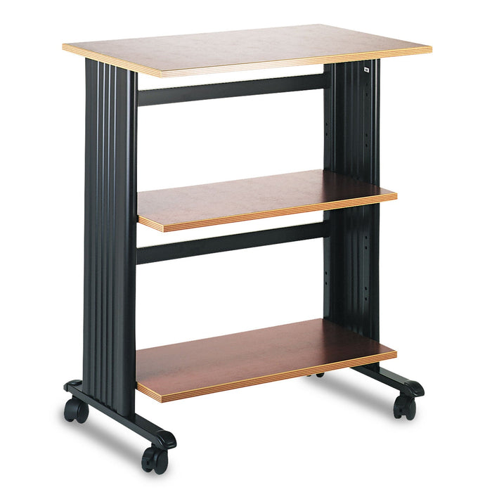 Safco Muv Three Level Machine Cart/Printer Stand, Engineered Wood, 3 Shelves, 29.5" x 20" x 35", Cherry/Black