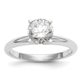 14k White Gold Round Solitaire Lab Grown Diamond Ring by Fine Color Jewels