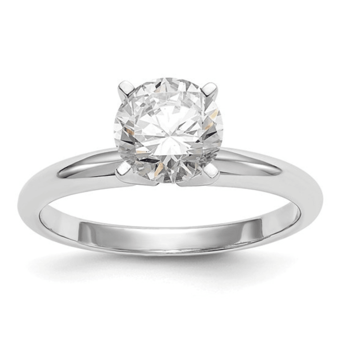 14k White Gold Round Solitaire Lab Grown Diamond Ring by Fine Color Jewels