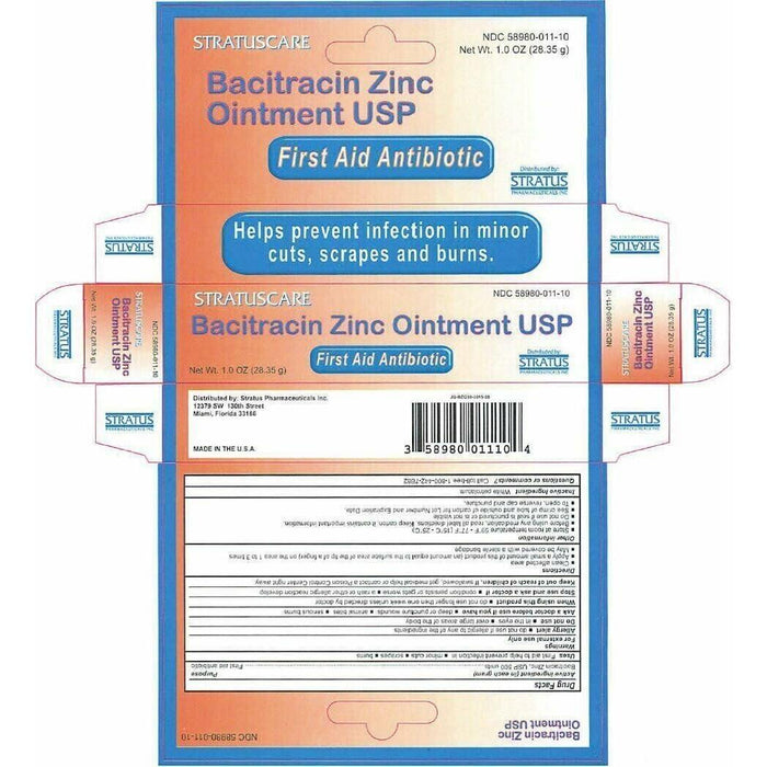Stratuscare Bacitracin Zinc Ointment First Aid Antibiotic 1 Oz by Pasteur Pharmacy