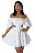 Off or On the Shoulder Cut Out Mini Dress by The House of Stylez