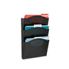 Safco Steel Wall Pocket, 3 Sections, Letter Size, 12" x 3.25" x 17.25", Black
